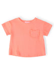 Neon Coral Ruffle Pocket Tee - Aaria Tees Aaria Tees