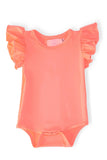 Neon Coral S/S Flutter Bodysuit - Aaria Tees Aaria Tees