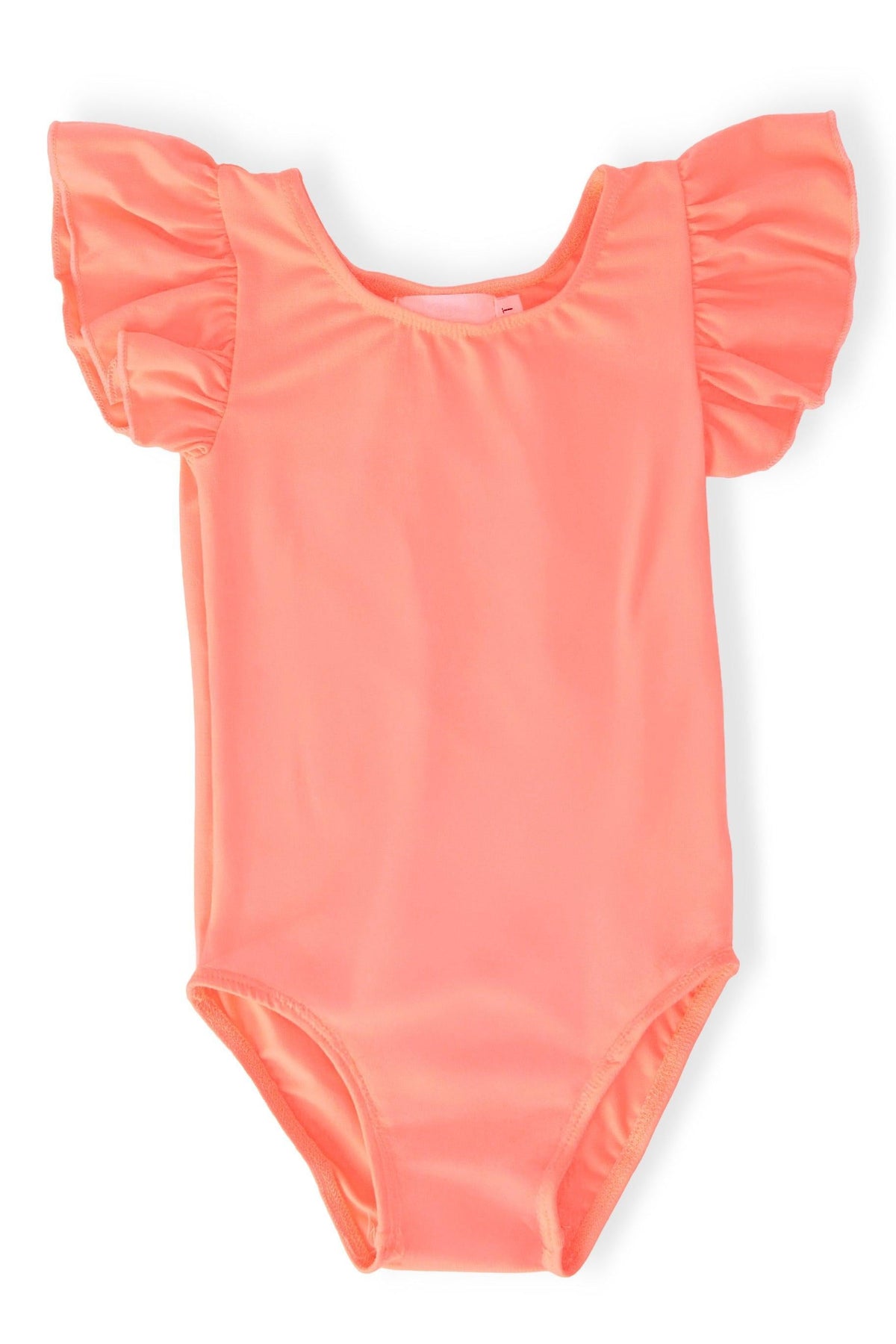 Neon Coral S/S Flutter Sleeve Leotard - Aaria Tees