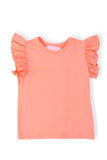 Neon Coral S/S Ruffle Tee - Aaria Tees Aaria Tees