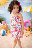 Neon Floral Strappy Play Romper - Aaria Tees Aaria Tees
