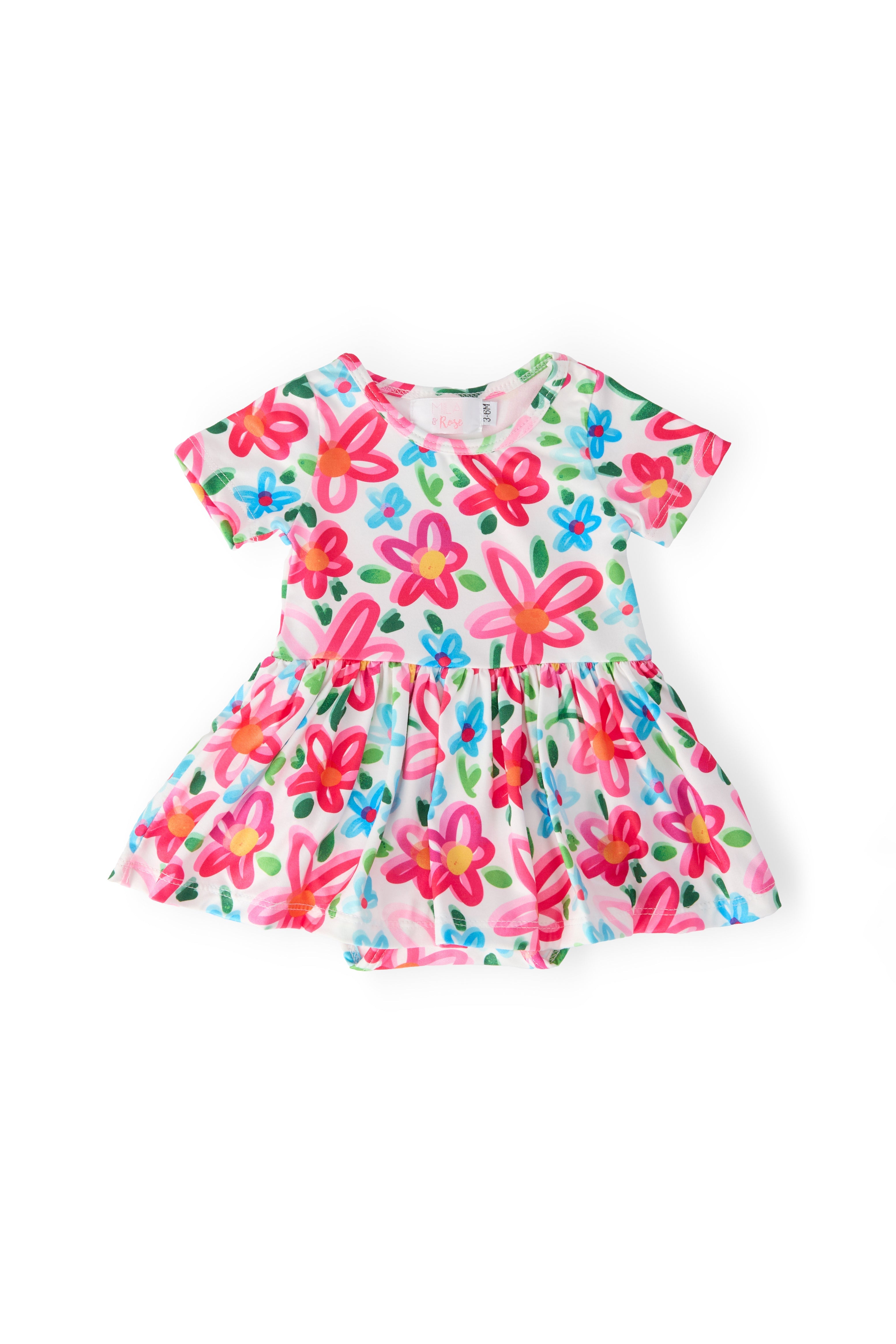 Neon Floral S/S Twirl Bodysuit - Aaria Tees Aaria Tees