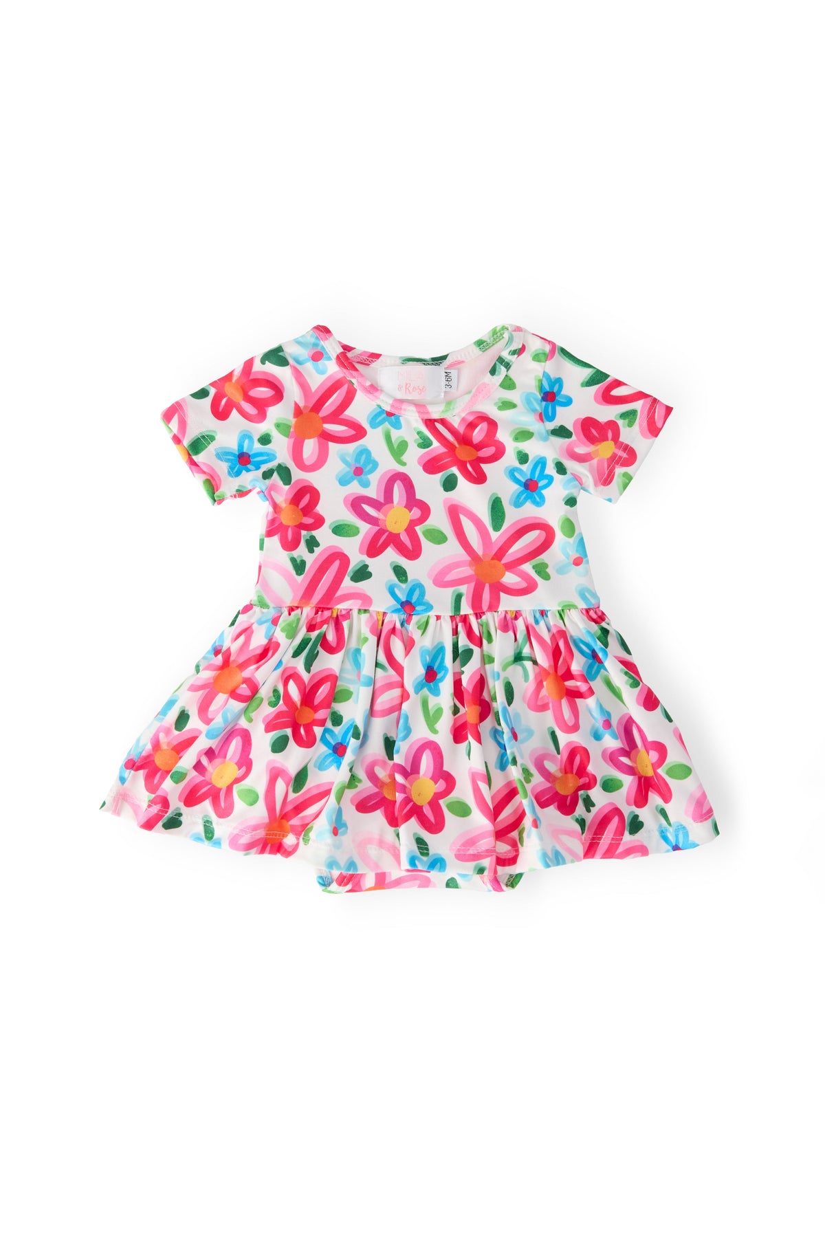 Neon Floral S/S Twirl Bodysuit - Aaria Tees