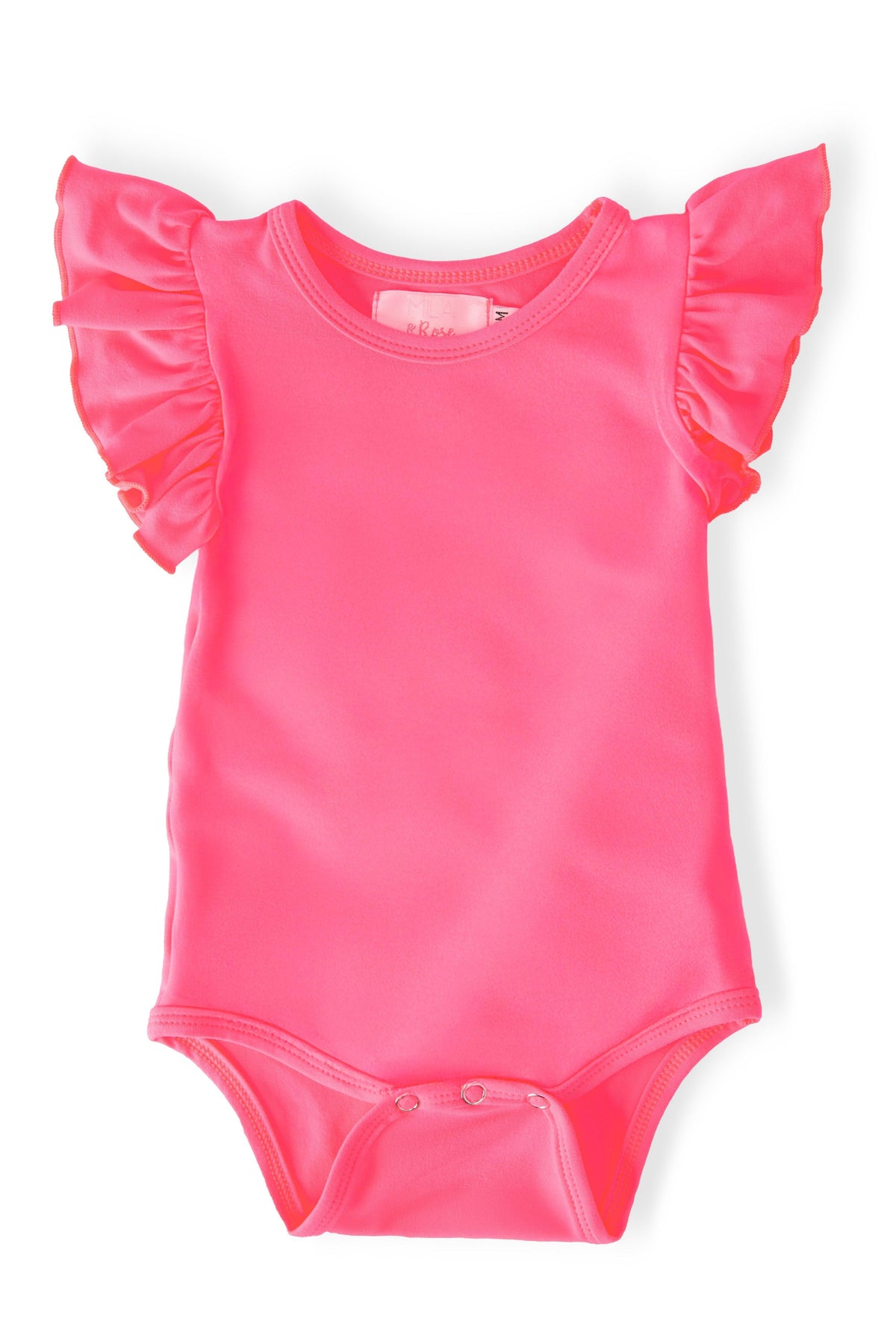 Neon Pink S/S Flutter Bodysuit - Aaria Tees