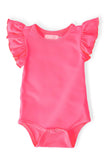 Neon Pink S/S Flutter Bodysuit - Aaria Tees Aaria Tees