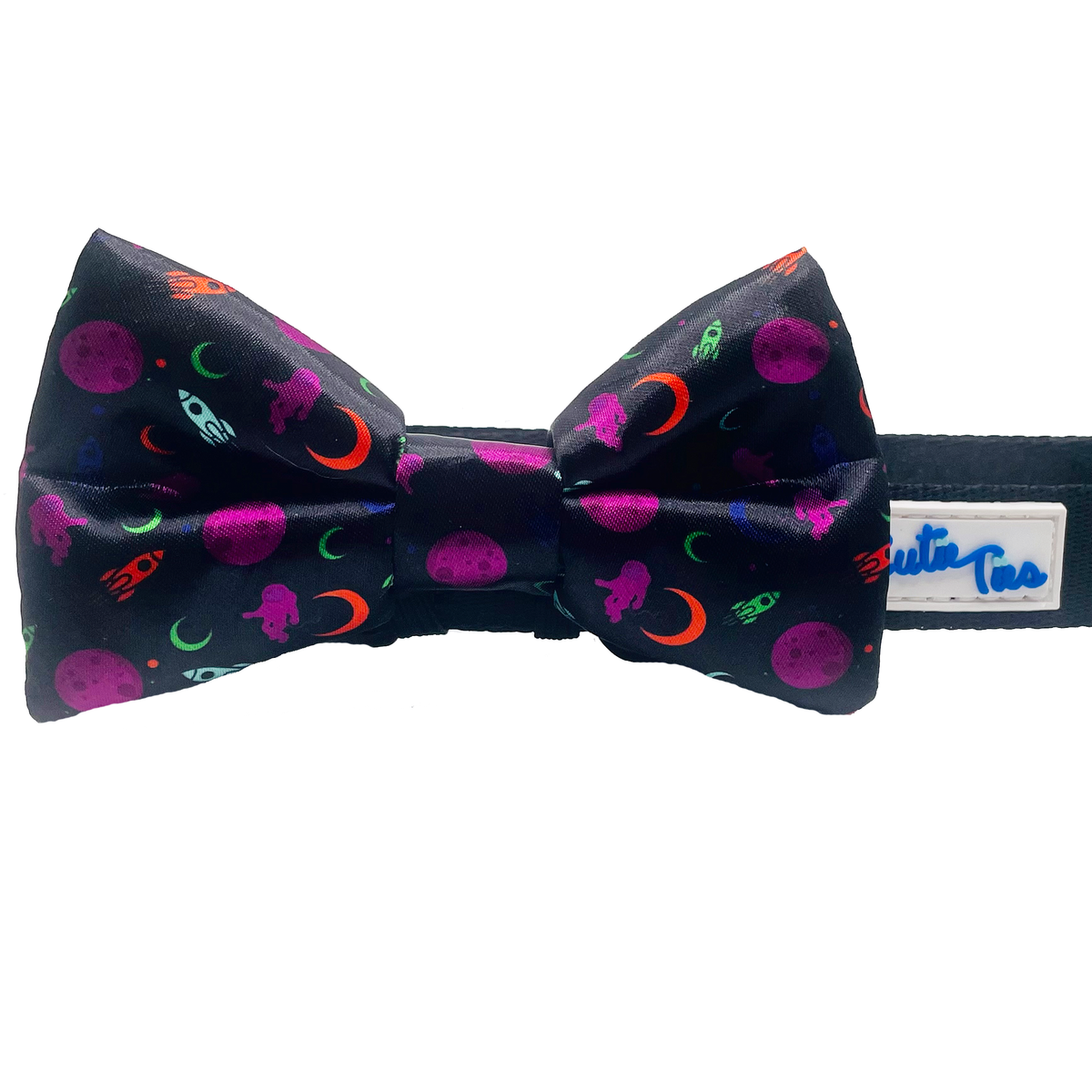 Neon Space Black Dog Bow Tie