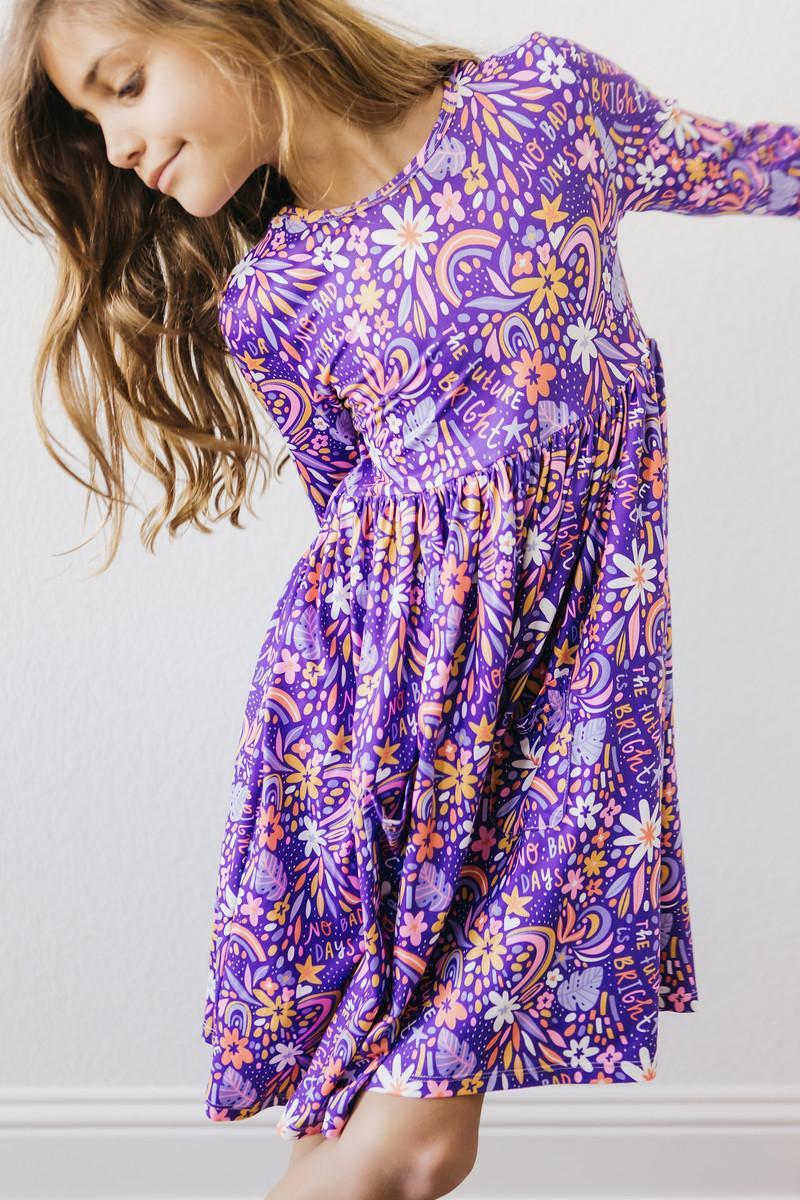 No Bad Days 3/4 Sleeve Pocket Twirl Dress - Aaria Tees Aaria Tees