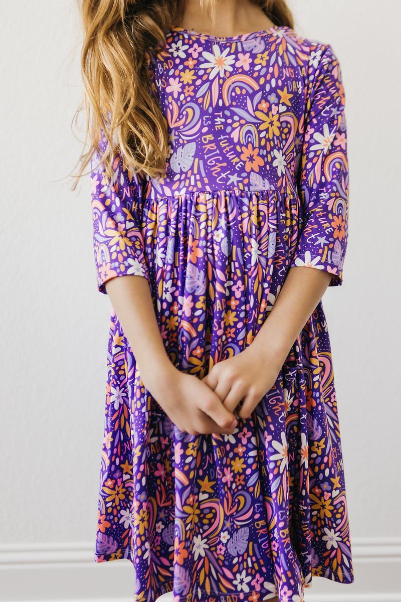 No Bad Days 3/4 Sleeve Pocket Twirl Dress - Aaria Tees Aaria Tees
