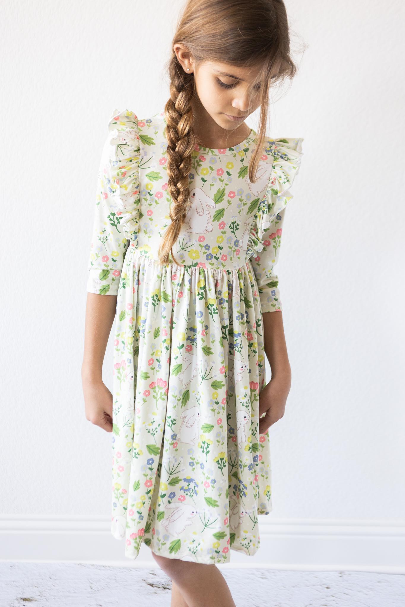 No Bunny Like You 3/4 Sleeve Ruffle Twirl Dress - Aaria Tees Aaria Tees