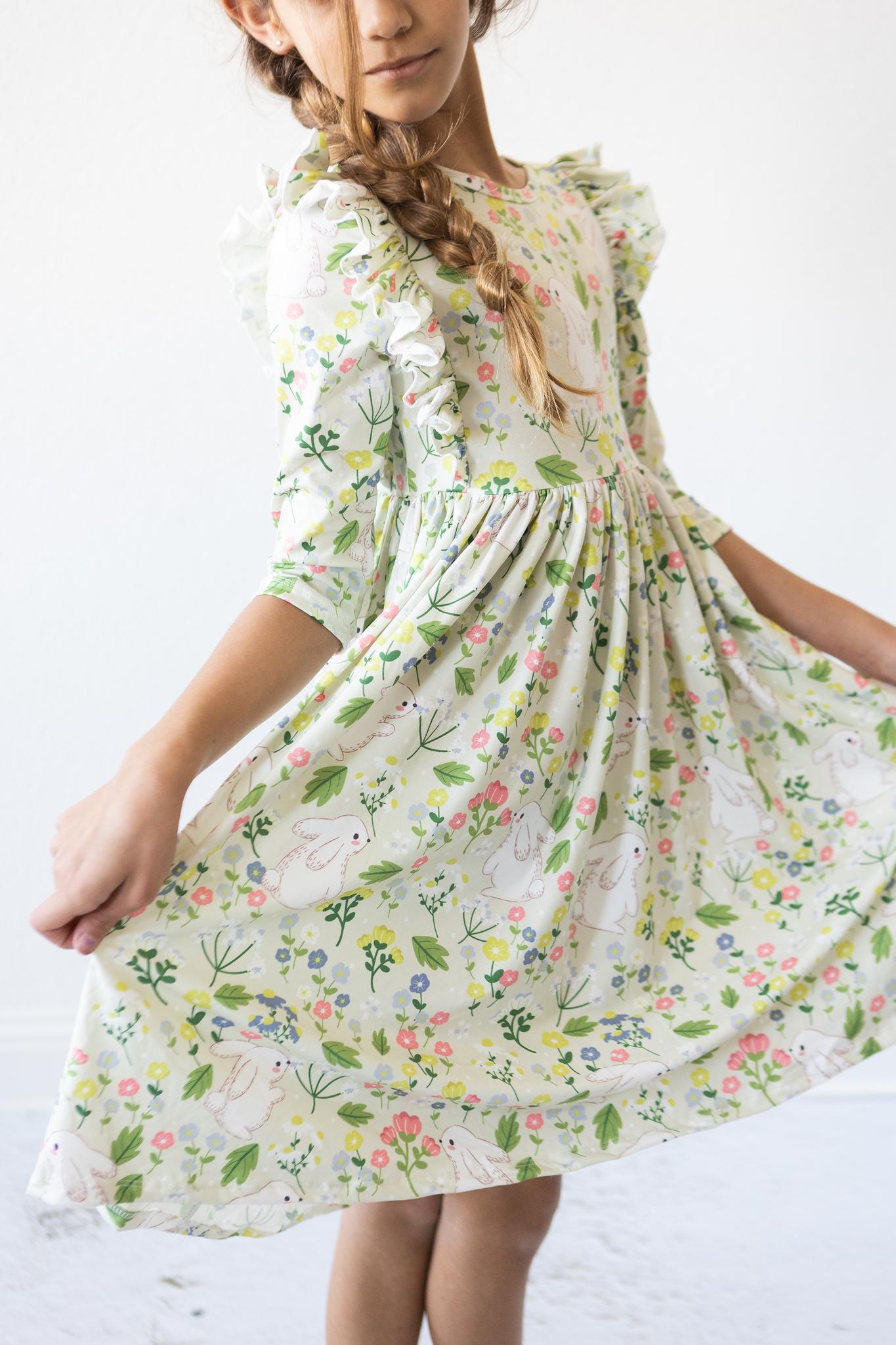 No Bunny Like You 3/4 Sleeve Ruffle Twirl Dress - Aaria Tees Aaria Tees