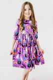 No Tricks, Just Treats 3/4 Sleeve Pocket Twirl Dress Aaria Tees