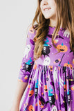 No Tricks, Just Treats 3/4 Sleeve Pocket Twirl Dress Aaria Tees