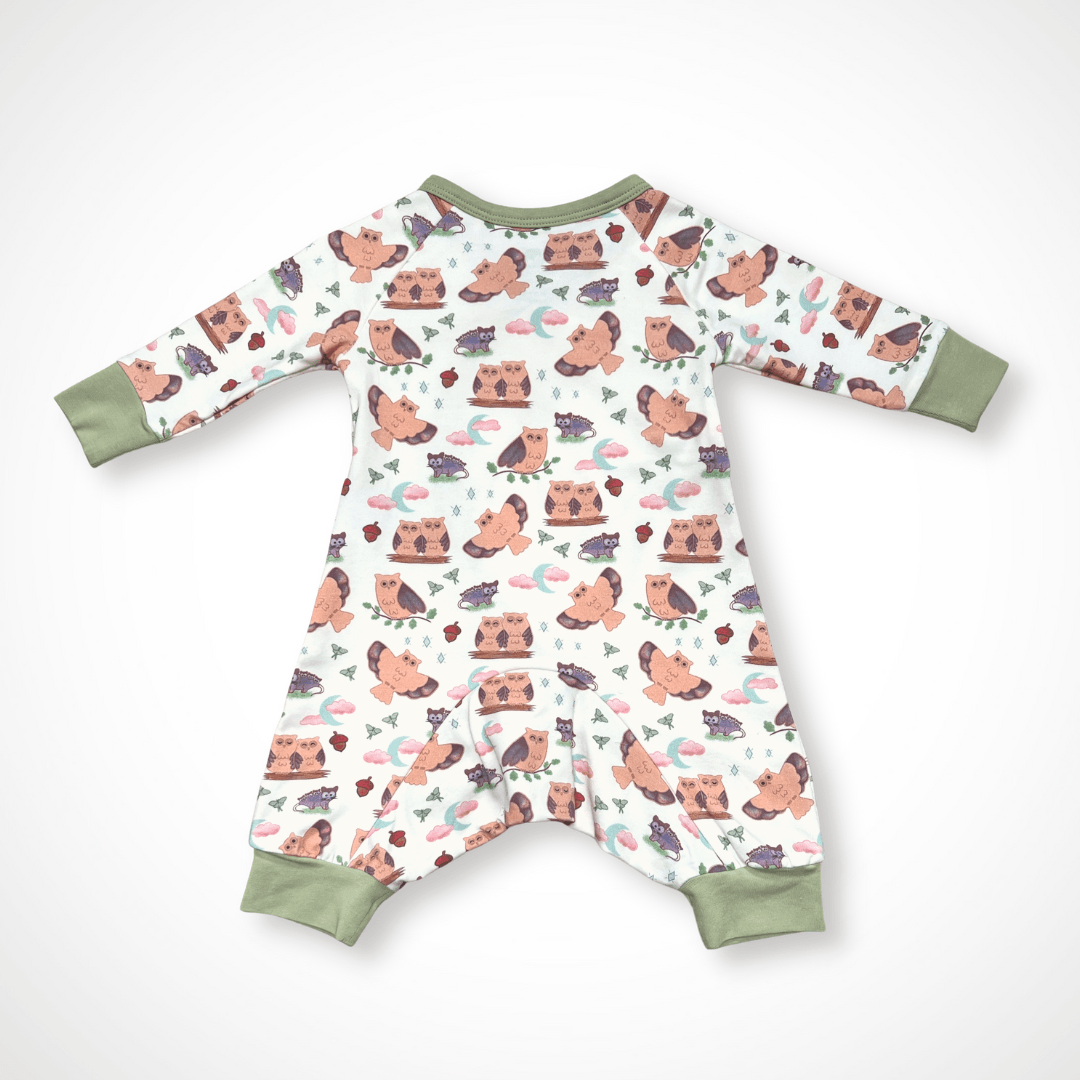 Owl Kimono Long Sleeve Romper | Organic Pima Cotton - Aaria Tees Aaria Tees