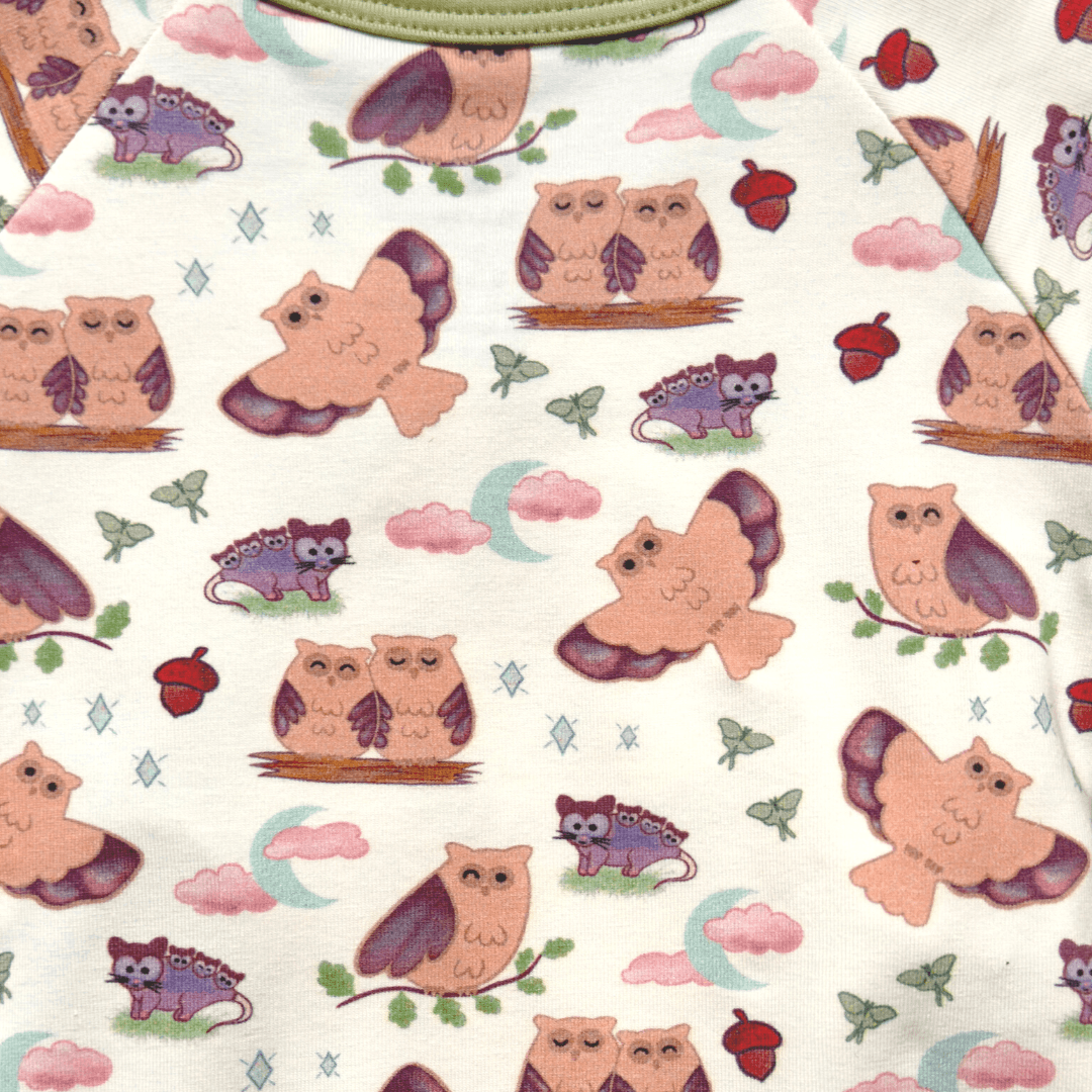 Owl Kimono Shorty Romper | Organic Pima Cotton - Aaria Tees Aaria Tees