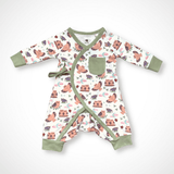 Owl Kimono Long Sleeve Romper | Organic Pima Cotton - Aaria Tees Aaria Tees