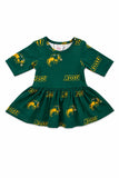 North Dakota State University Green Bison 3/4 Sleeve Twirl Bodysuit - Aaria Tees Aaria Tees