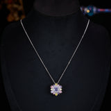 Colored Gems Sunflower Ear Gold-plated Full Rhinestone Necklaces Aaria Tees