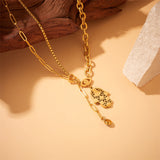 Plated Vintage Turkish Eyes Palm Stainless Steel Necklaces Aaria Tees