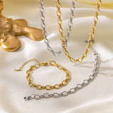 Women's Thick Type Round Cuban Link Chain Gold Plated Titanium Necklaces Aaria Tees
