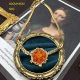 Women's Irregular Lava Real Gold-plated Copper Chain Ear Clip Fashion Suit Necklaces Aaria Tees