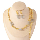 Women's Gold Inlaid Zircon U-shaped Stainless Steel Bamboo Buckle Necklaces Aaria Tees