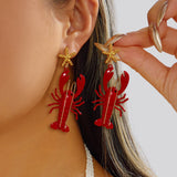 Women's Red Lobster Style Suite Ocean Vacation Exaggerated Necklaces Aaria Tees