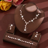 Bridal Popular Sunflower Rhinestone Pearl Three-piece Necklaces Aaria Tees