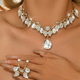 Women's Vintage Water Drop Gem Leaf Clavicle Necklaces Aaria Tees