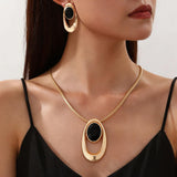 Women's Vintage Oval Three Buckle Charm Creative Refined Exaggerated Necklaces Aaria Tees