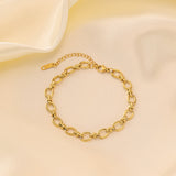 Women's Thick Type Round Cuban Link Chain Gold Plated Titanium Necklaces Aaria Tees