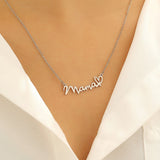 Women's Stainless Steel Clavicle Chain Letter Mother's Necklaces Aaria Tees
