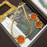 Women's Irregular Lava Real Gold-plated Copper Chain Ear Clip Fashion Suit Necklaces Aaria Tees