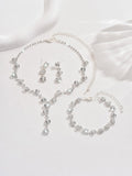 Bridal Popular Sunflower Rhinestone Pearl Three-piece Necklaces Aaria Tees