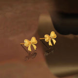 Waving Bow Vietnam Placer Gold Shiny Brushed Necklaces Aaria Tees