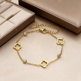 Stainless Steel Clover Flower Hollow Ear Gold Light Necklaces Aaria Tees
