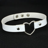Black Leather Peach Heart Love Collar Necklaces Aaria Tees