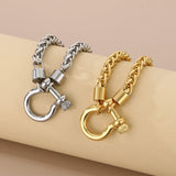 Women's Trendy Vachette Clasp Keel Chain Stainless Necklaces Aaria Tees