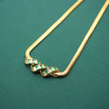 Snake Bones Chain Green Zircon Shaped Copper Plated Gold Light Necklaces Aaria Tees