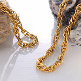 Cold Style Light Luxury Thick Chain Stainless Steel Titanium Gold Necklaces Aaria Tees