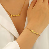 Women's Stainless Steel Clavicle Chain Letter Mother's Necklaces Aaria Tees
