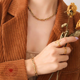 Cold Style Light Luxury Thick Chain Stainless Steel Titanium Gold Necklaces Aaria Tees