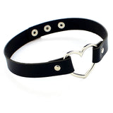 Black Leather Peach Heart Love Collar Necklaces Aaria Tees