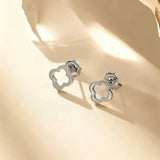 Stainless Steel Clover Flower Hollow Ear Gold Light Necklaces Aaria Tees