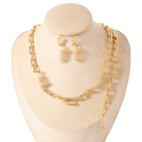 Women's Gold Inlaid Zircon U-shaped Stainless Steel Bamboo Buckle Necklaces Aaria Tees