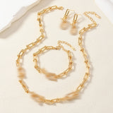 Women's Gold Inlaid Zircon U-shaped Stainless Steel Bamboo Buckle Necklaces Aaria Tees