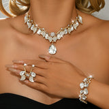 Women's Vintage Water Drop Gem Leaf Clavicle Necklaces Aaria Tees