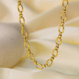Women's Thick Type Round Cuban Link Chain Gold Plated Titanium Necklaces Aaria Tees