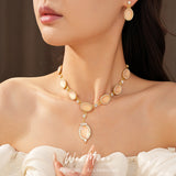 Diamond Resin Oval Light Luxury Minority Clavicle Chain Refined Necklaces Aaria Tees