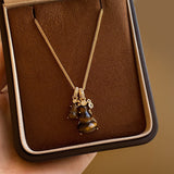 Women's High-grade Golden Zircon Double Tigereye Calabash Pendent Necklaces Aaria Tees