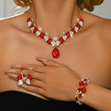 Women's Vintage Water Drop Gem Leaf Clavicle Necklaces Aaria Tees
